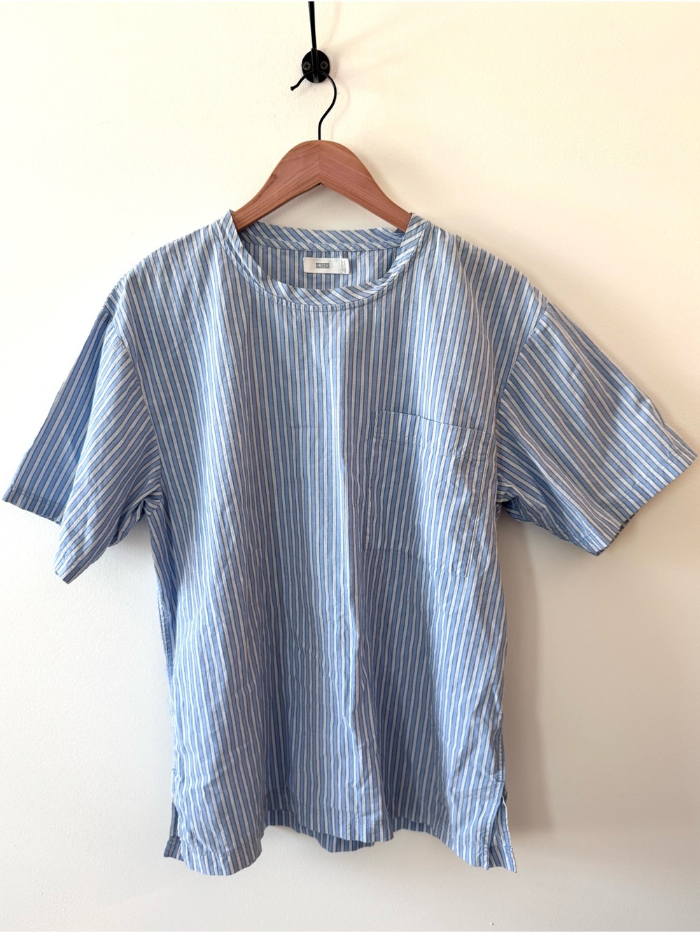 CLOSED Fauna Blue Striped Oversized Cotton Pocket Top XS